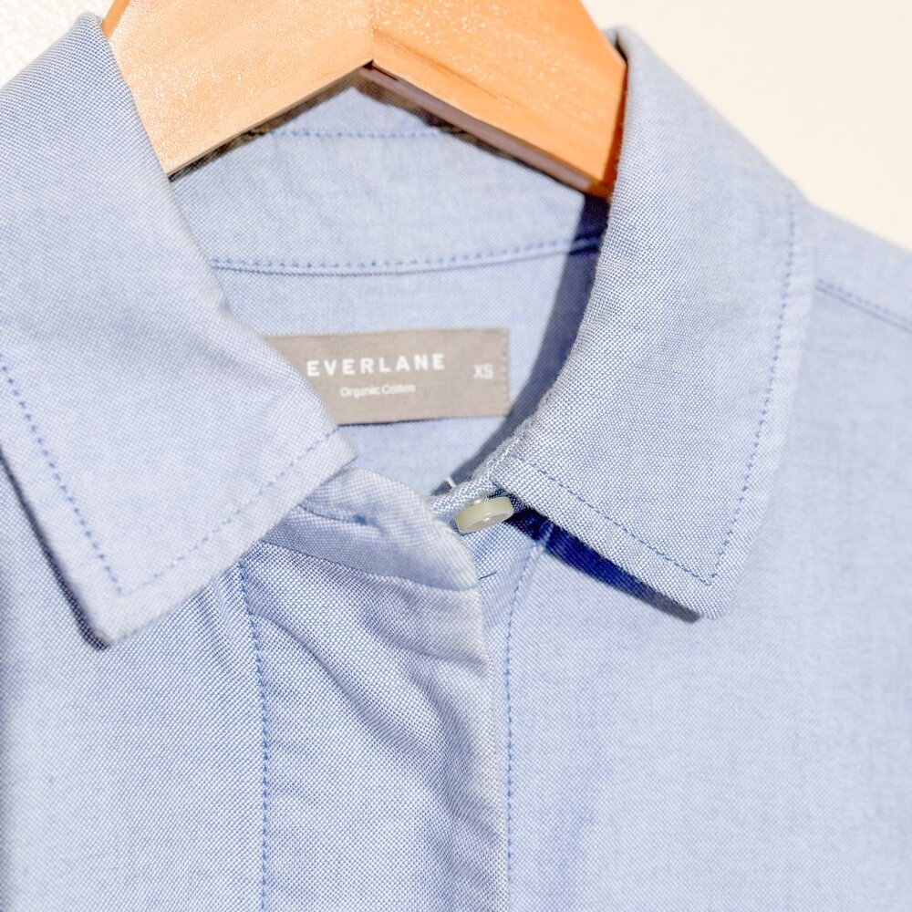 NWOT Everlane Oxford Dress Cotton Chambray Light Blue XS - Picture 4 of 8